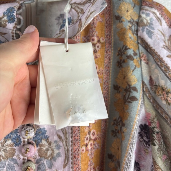 Zimmermann Luminous Linen Mixed Ribbon Stripe Belted Mini Dress US 4 Cocktail - Picture 12 of 12